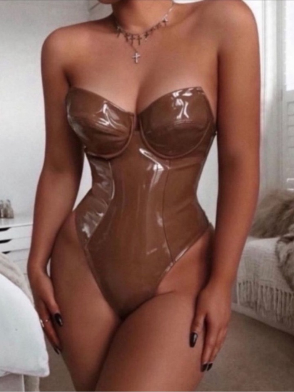House of CB London patent leather bodysuit